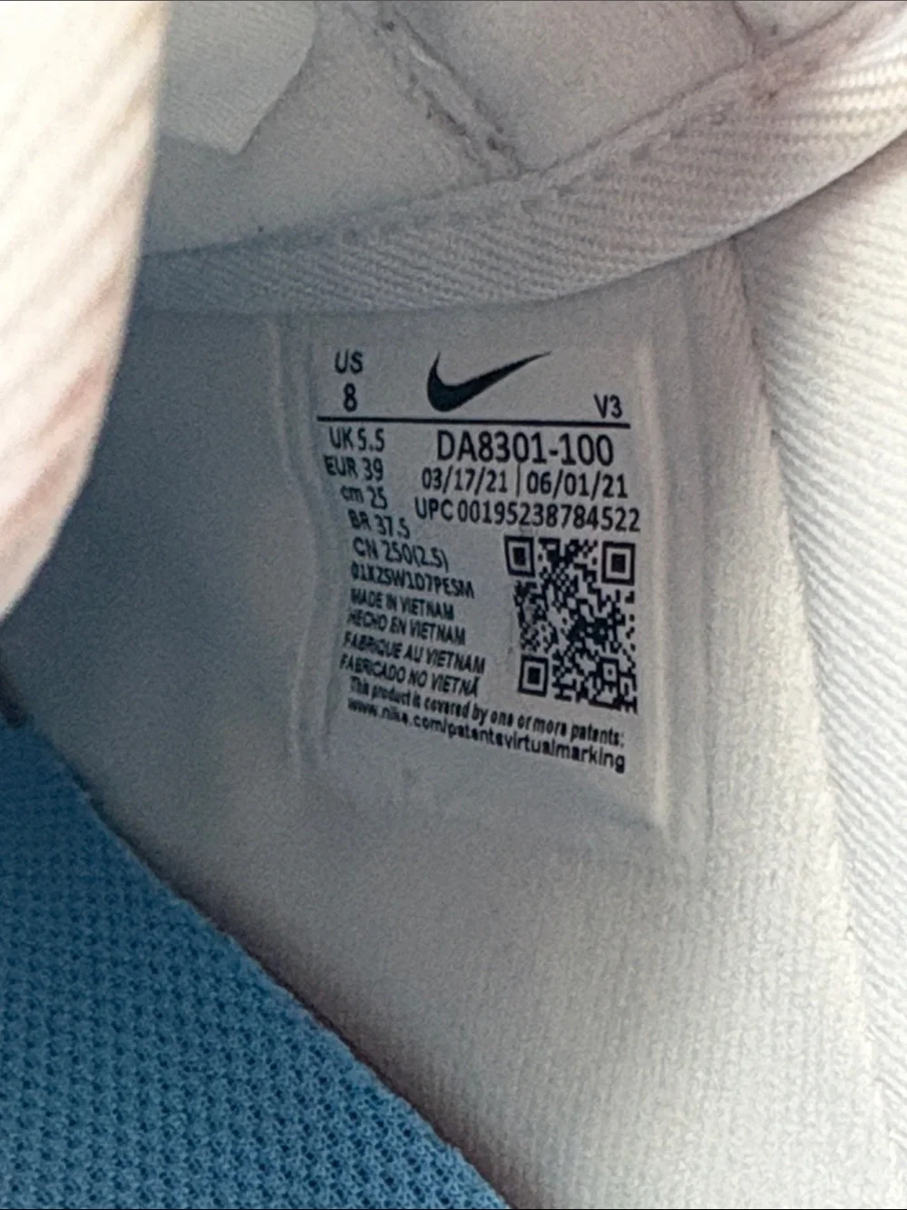 Nike Air Force 1 Low - White with Light Blue Accents